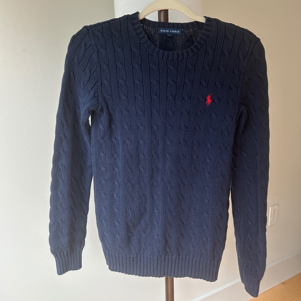 Ralph Lauren Cable Knit Sweater Navy Medium